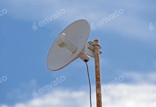 Preview: Little Dish Antenna Isolated On Background Of Blue Sky