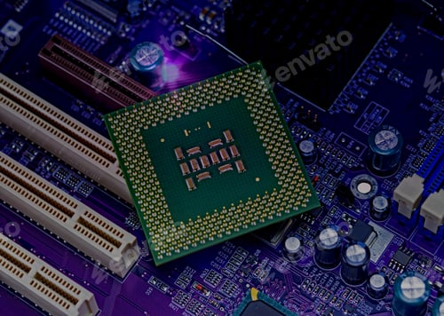 Preview: Macro View Of Cpu Pins And Circuit Mother Board