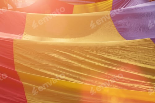 Preview: Flag Of The State Of Romania At A Street Demonstration, Toned