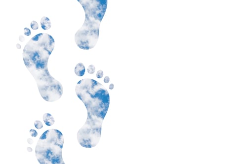 Preview: Silhouettes Of Footsteps In The Sky As Human Footprint Concept