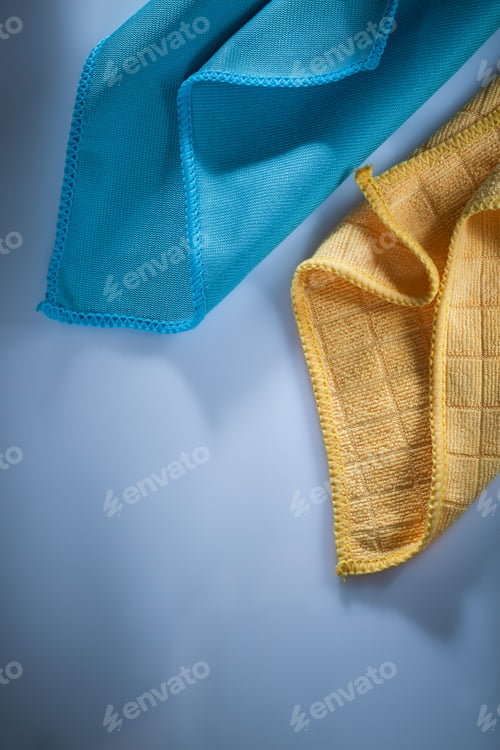 Preview: Cleaning Household Washcloth On White Background.