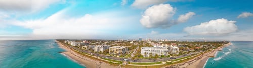 Preview: Palm Beach Aerial Sunset Panoramic View, Florida Coastline.