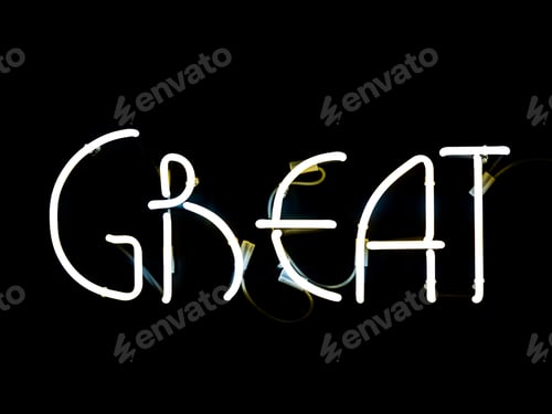 Preview: Neon Great White Color Sign Isolated With Black Background