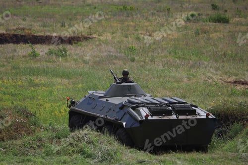 Preview: Armored Personnel Carrier Infantry Fighting Vehicle. Military Background With Copyspace.