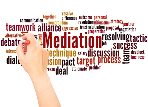 Preview: Mediation Word Cloud Hand Writing Concept On White Background.
