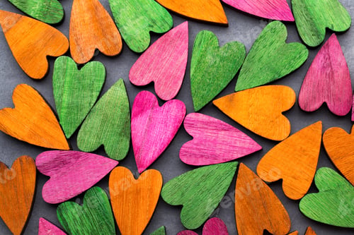 Preview: Valentines Day Greeting Card. Colored Heart On The Gray Background.