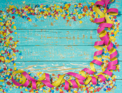 Preview: Carnival Party, Confetti And Streamers Background Decoration.