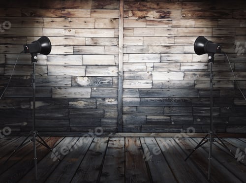 Preview: Photo Studio In Old Room With Wooden Wall