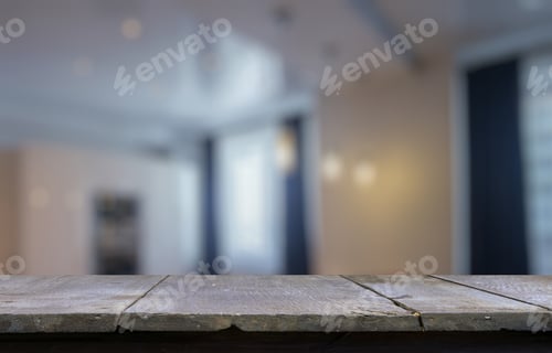 Preview: Old Vintage Wooden Table In The Living Room