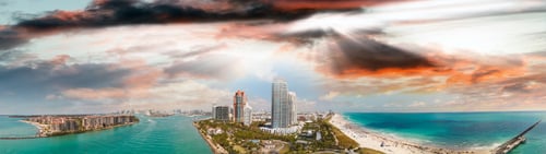 Preview: Aerial View Of Miami Skyline From South Pointe Park, Florida.