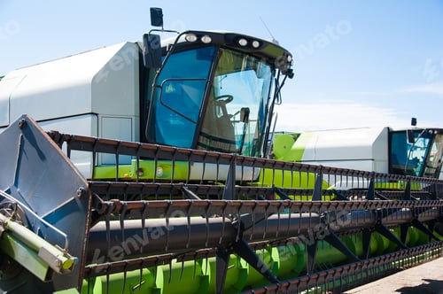 Preview: Combine Harvesters, In A Wheat Field Ready For Harvest