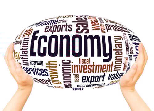 Preview: Economy Word Cloud Hand Sphere Concept On White Background.