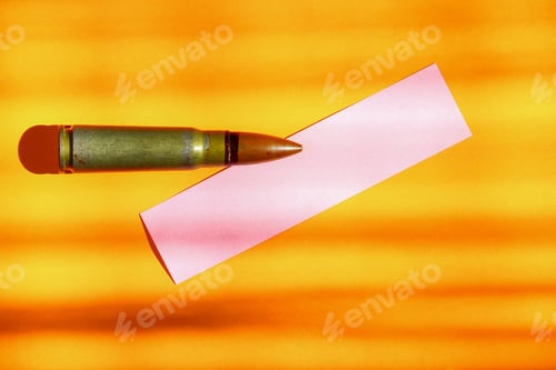 Preview: Sticker With Place For An Inscription Or Text On A Background Of A Military Bullet In Contrast Light