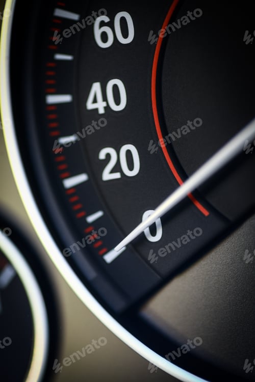 Preview: Close Up Shot Of A Speedometer In A Car.