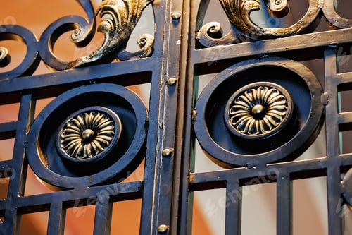 Preview: Details, Structure And Ornaments Of Wrought Iron Fence With Gate