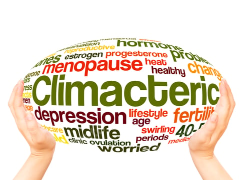 Preview: Climacteric Word Cloud Hand Sphere Concept On White Background.