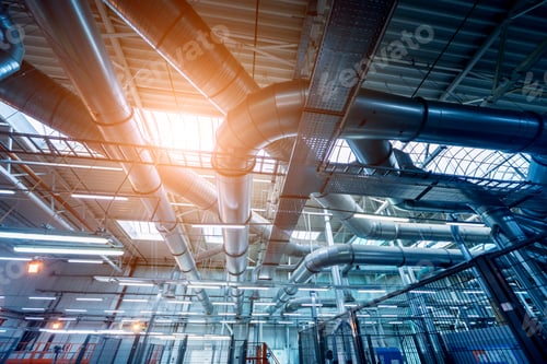 Preview: Air Conditioning Of Buildings. Background Of Ventilation Pipes. Laying Of Engineering Networks