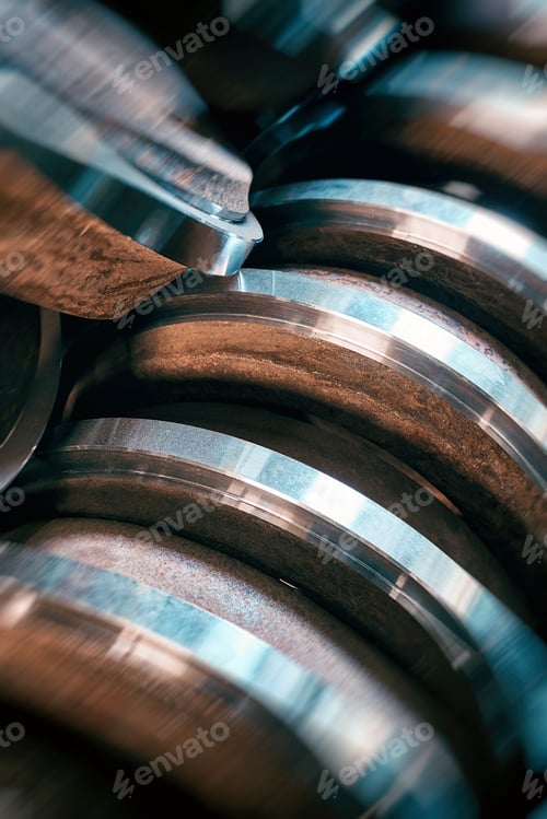 Preview: Closeup Of Round Metal Blanks For The Production Of Valves In The Factory. Processing With Motion