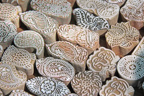 Preview: Wooden Stamps Printing Blocks Hand Carved By Artisans In India. Henna Stamps For Decorating The
