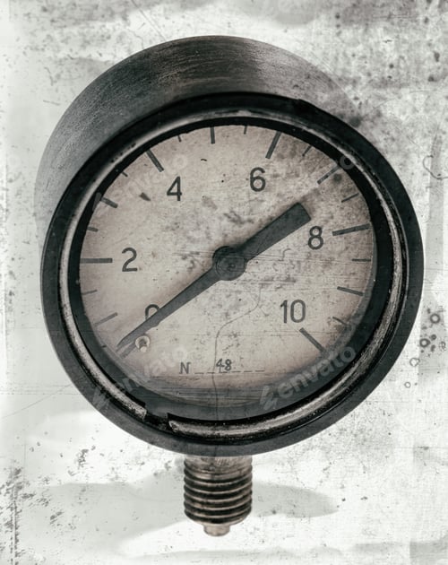 Preview: The Old Vintage Measuring Device With A Scale From 0 To 10, And The Arrow Is Stuck At Zero