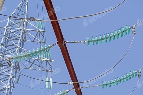 Preview: Electric Tower High Voltage Post With Blue Sky