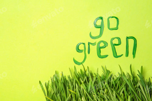 Preview: Text Go Green With Green Grass On Color Background