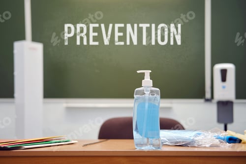 Preview: Ultraviolet Lamp, Sanitizer And Soap Dispenser For School Disinfection, Nobody. School Quarantine