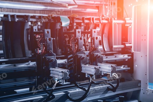 Preview: Modern Automated Production Line In Factory. Plastic Bag Manufacturing Process. Background