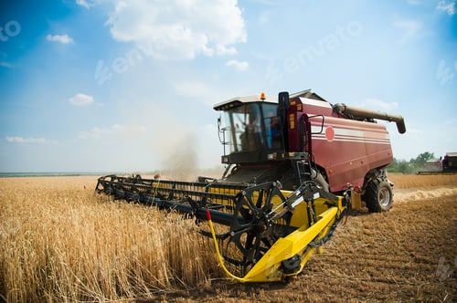 Preview: Combine Harvesters In A Field Of Wheat To Harvest