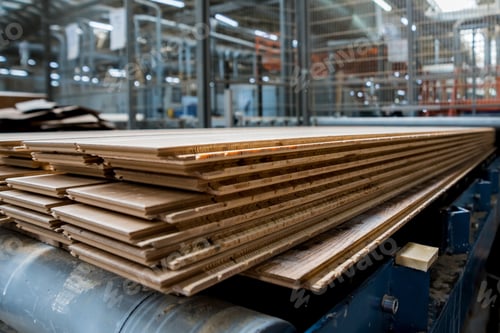 Preview: Production Line Of The Wooden Floor Factory. Cnc Automatic Woodworking Machine. Industrial