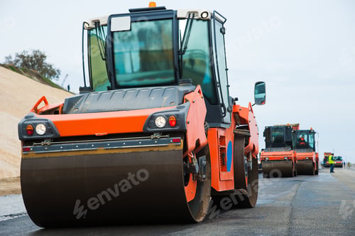 Preview: The Road Rollers Working On The New Road Construction Site