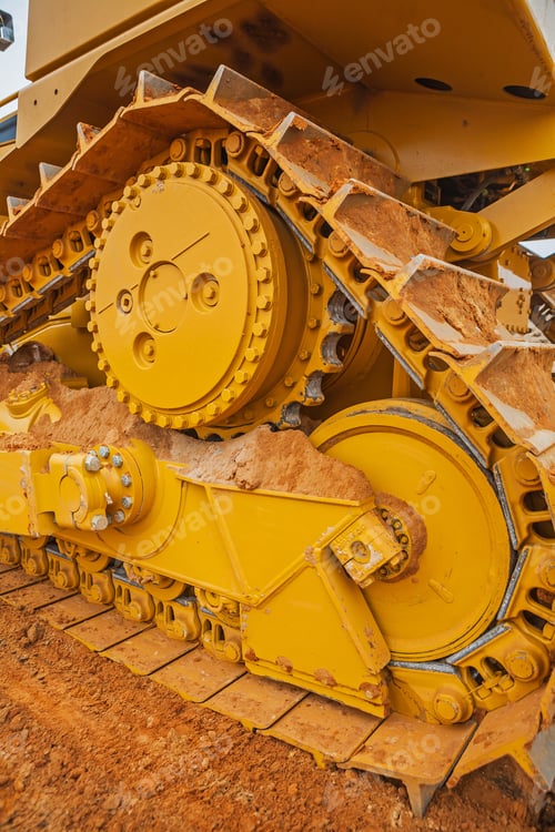 Preview: Very Close Up View On Part Of Mashine Bulldozer