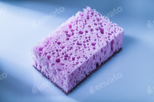 Preview: New Violet Sponge On White Surface.