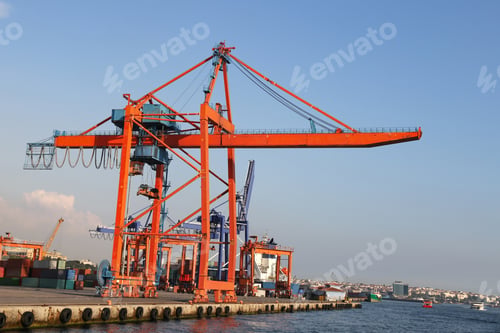 Preview: Orange Port Crane In A Sea Port