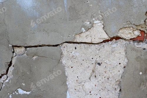 Preview: Grunge Concrete Cement Wall With Crack In Industrial Building, Great For Your Design And Texture