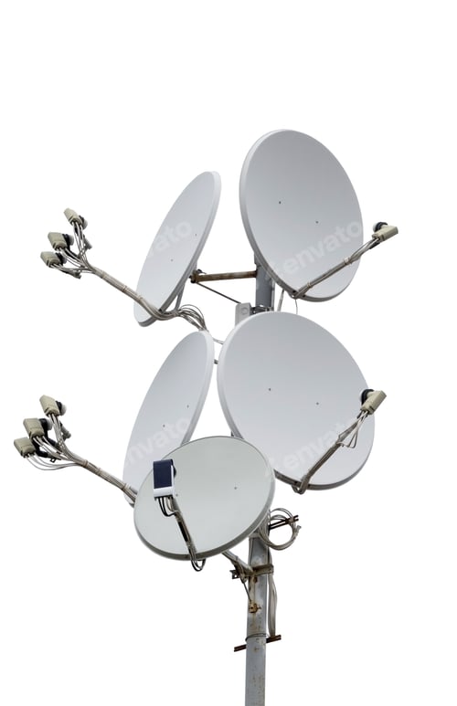 Preview: Satellite Dish Antennas Isolated On White Background