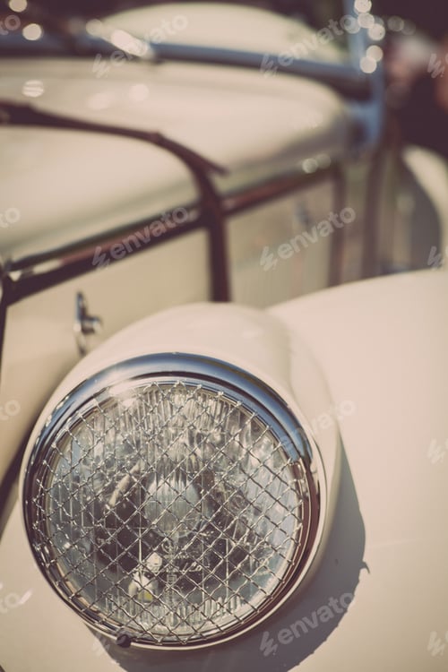 Preview: Color Detail On The Headlight Of A Vintage Car.
