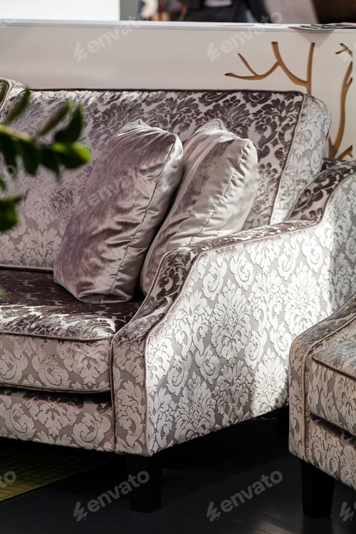 Preview: Silver Saten Style Furniture With Soft Pillows