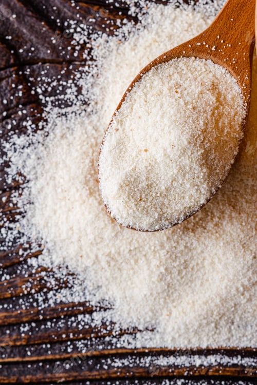 Preview: Natural Organic Semolina On Dark Wooden Rustic Background