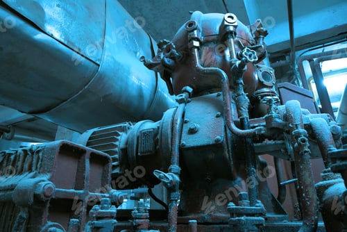 Preview: Industrial Zone, Steel Pipelines And Cables In Blue Tones