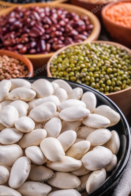 Preview: Fresh Organic Natural Beans On Wooden Rustic Background