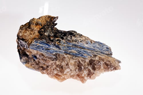 Preview: Kyanite Mineral With Garnets On The White Background