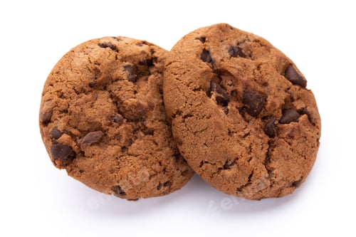 Preview: Chocolate Chip Cookies Isolated On White Background. Sweet Biscuits. Homemade Pastry.
