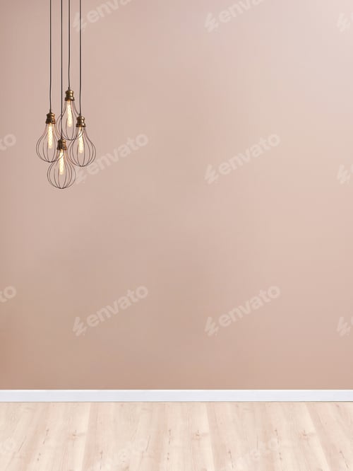 Preview: Abstract Interior with Light Bulbs and Pink Wall