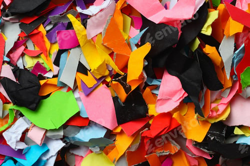 Preview: Torn Small Pieces Of Multi-Colored Paper, Bright Colorful Background