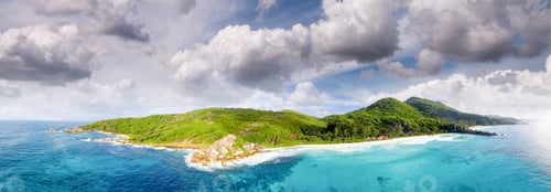 Preview: Panoramic Aerial View Of Beautiful Tropical Island At Sunset.