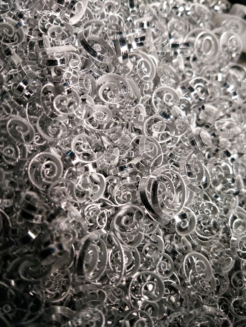 Preview: Aluminum Shavings, Metal Scrap From Machining For Recycling From Metal Machining.