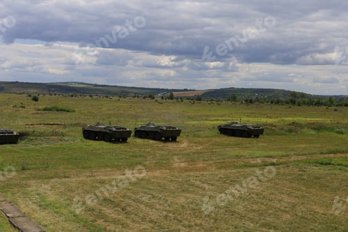 Preview: Armored Personnel Carrier Infantry Fighting Vehicle. Military Background With Copyspace. Lots Of