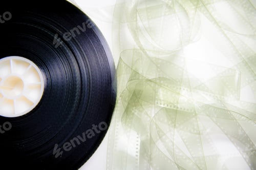 Preview: Cinema Film Reel Unrolled On White Background