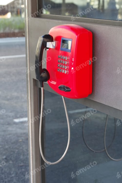 Preview: Red Public Telephone On City Streets